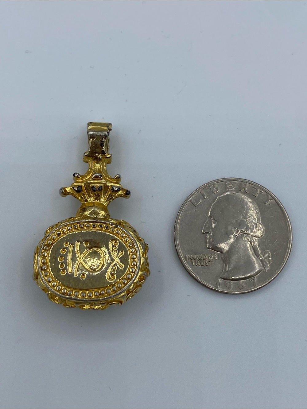 Goldette Vintage Oval Pendant Gold Tone Detailing Victorian Egyptian Revival
